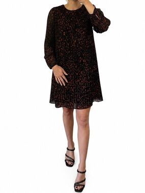 Nine West Black & Rust Printed Mini Shift Dress